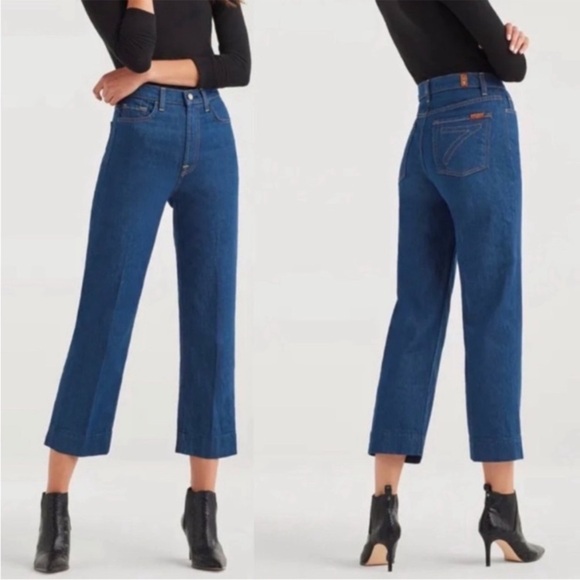 7 For All Mankind Baby Jo Cropped Trouser Jeans Avant High Rise Women's 27 - Picture 12 of 14